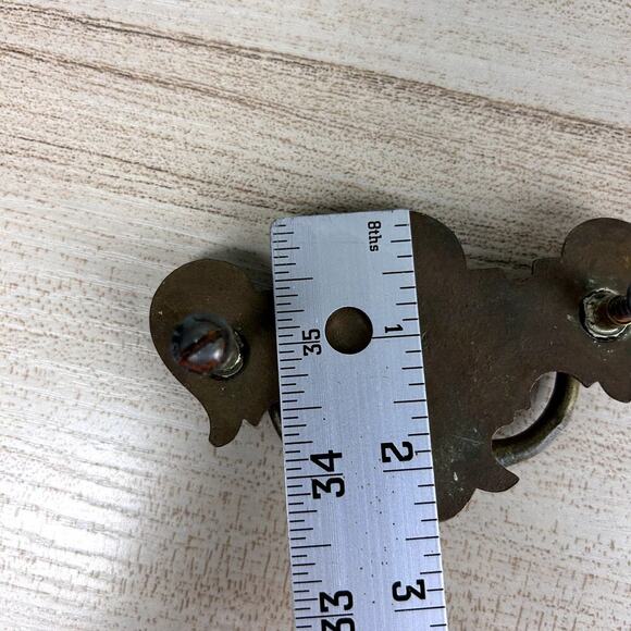 Vintage Drawer Pulls Brass Floral Engraved Cabinet Dresser Sideboard Handle - Picture 6 of 8